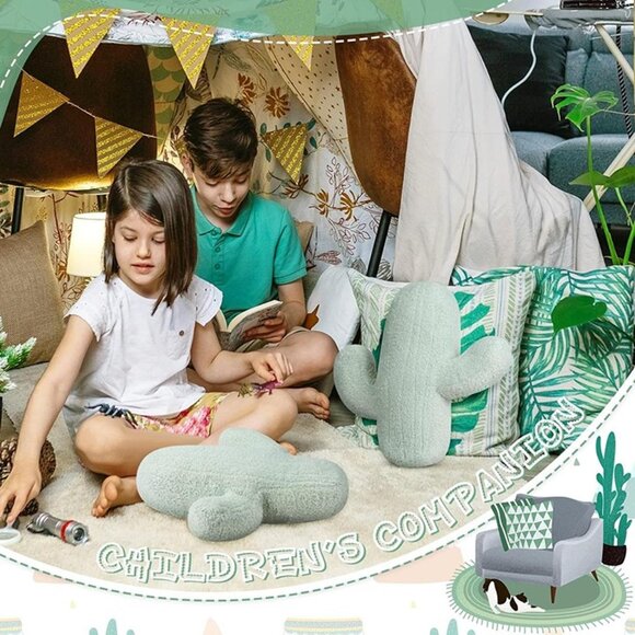 NEW Throw Pillow 16 Inches Cactus Shape Pillow 3D Succulent Pillow Aesthetic - Picture 6 of 10